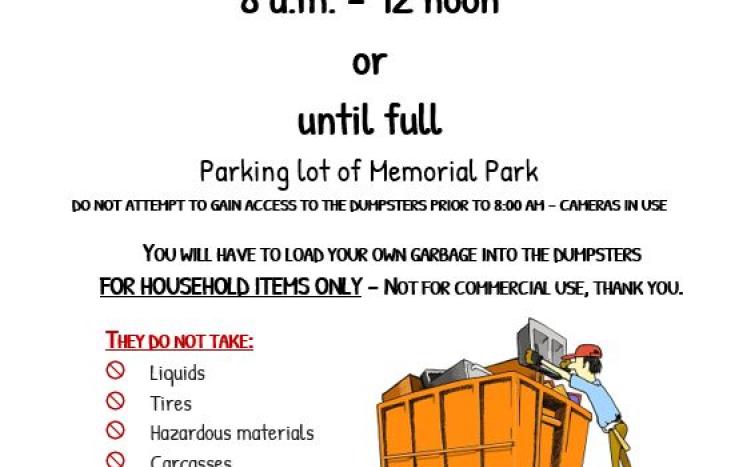 April 25, 2026 dumpsters at Brookville Memorial Park